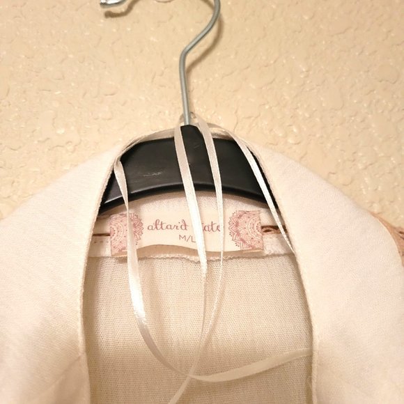 Altar'd State Womens Duster Cream M/L Crochet Trim Kimono Open Front - Picture 6 of 7